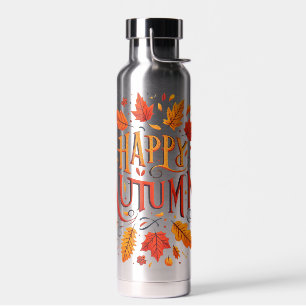 classic leaves & Happy Autumn Water Bottle