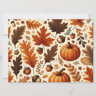 classic leaves/pumpkins/acorns Autumn  Holiday Card