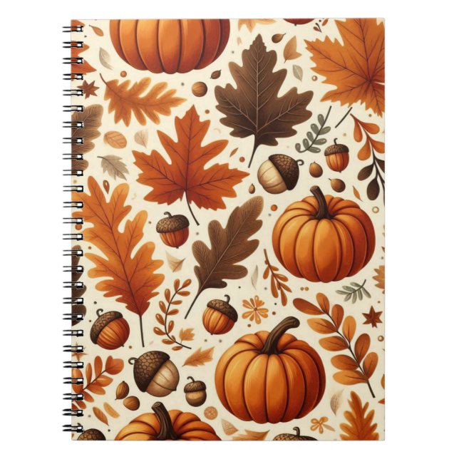 classic leaves/pumpkins/acorns Autumn  Notebook (Front)