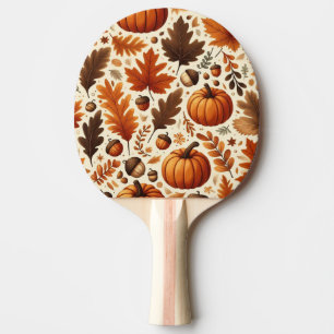 classic leaves/pumpkins/acorns Autumn Ping Pong Paddle