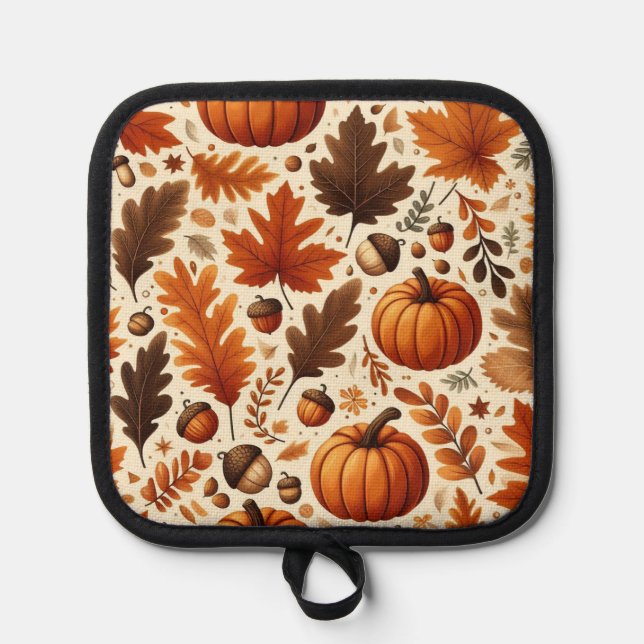 classic leaves/pumpkins/acorns Autumn  Pot Holder (Front)