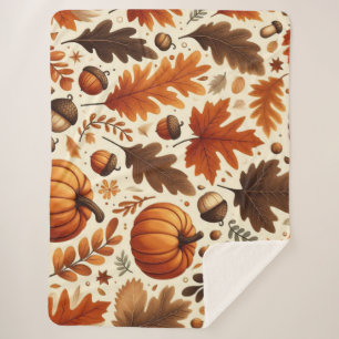 classic leaves/pumpkins/acorns Autumn  Sherpa Blanket