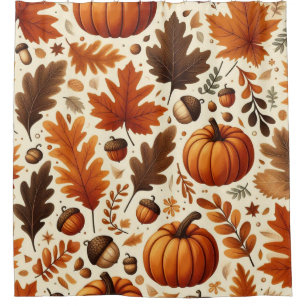 classic leaves/pumpkins/acorns Autumn  Shower Curtain