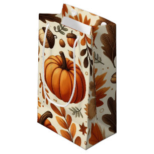 classic leaves/pumpkins/acorns Autumn  Small Gift Bag