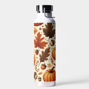 classic leaves/pumpkins/acorns Autumn  Water Bottle