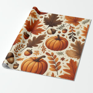 classic leaves/pumpkins/acorns Autumn  Wrapping Paper