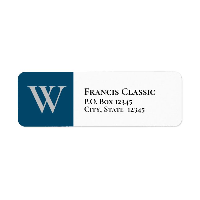 Classic Left Aligned Monogram Return Address Label (Front)