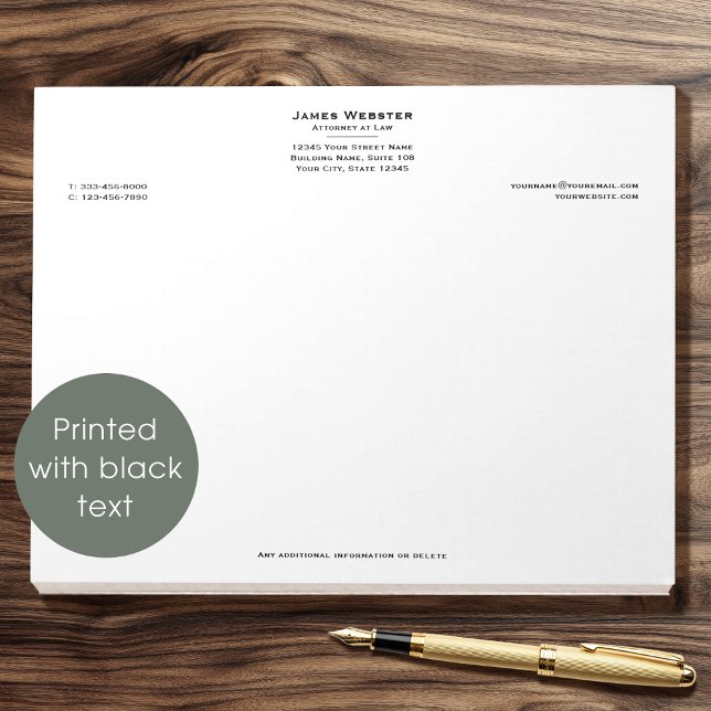 Classic Legal Attorney at Law Black 11" x 8.5" Notepad (Creator Uploaded)