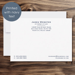 Classic Legal Attorney Note Card Navy Template