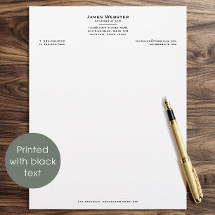 Classic Legal & Professional Attorney at Law Black Custom Letterhead