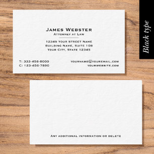 Classic Legal & Professional Black Business Card