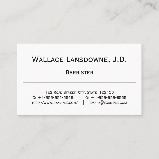 Classic Legal Professional Business Card (Front)