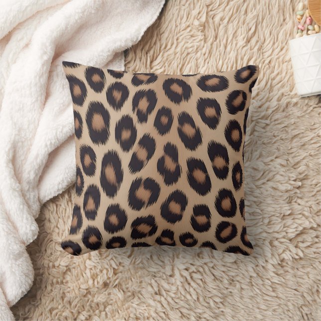 Classic Leopard Animal Print Brown Cheetah Cushion (Blanket)