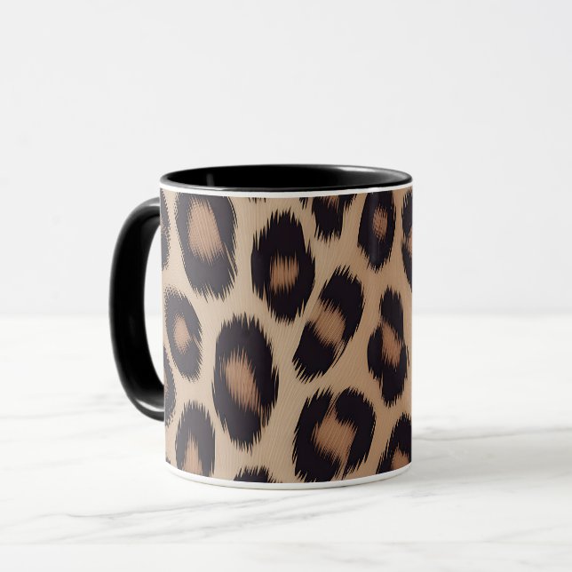 Classic Leopard Animal Print Brown Cheetah Mug (Front Left)