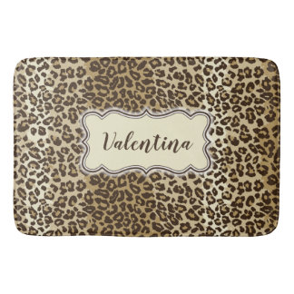 Classic Leopard Pattern with Custom Name Bath Mat