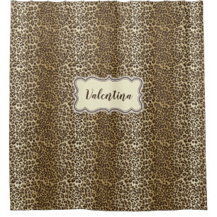 Classic Leopard Pattern with Custom Name Shower Curtain