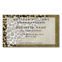 Classic Leopard Print Brushstrokes on Faux Glitter