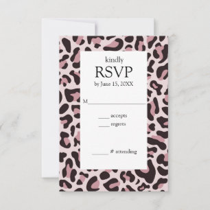 Classic Leopard Print RoseGold RSVP Card