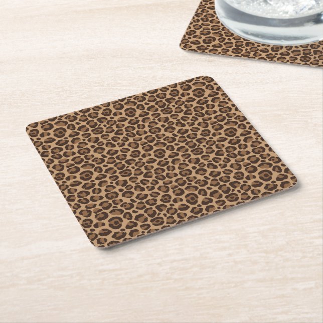 Classic Leopard Series Design 12 Square Paper Coaster (Angled)