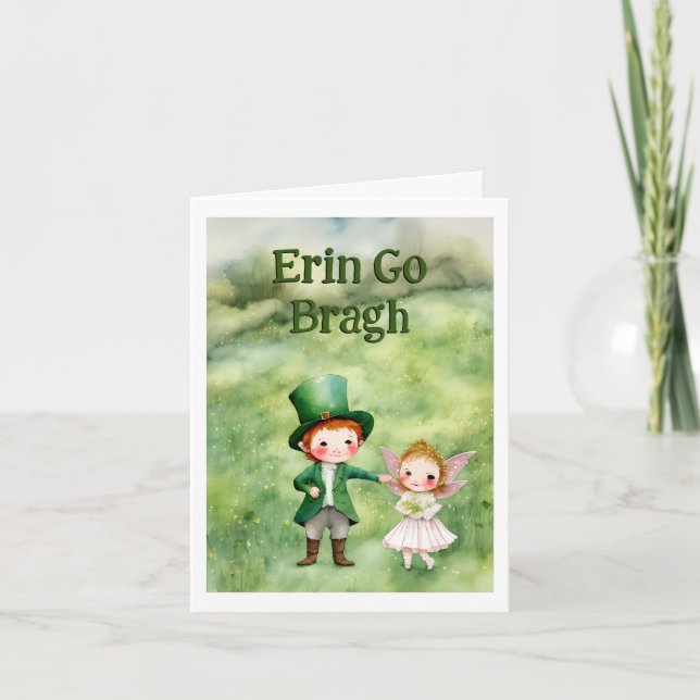 Classic Leprechaun & Fairy St. Patrick's Day Card (Front)