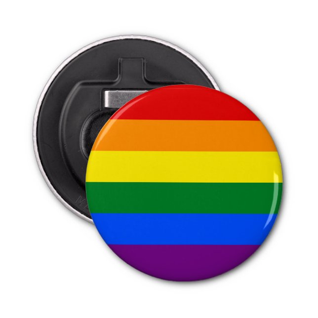 Classic LGBTQ Gay Pride Rainbow Flag Bottle Opener (Front)
