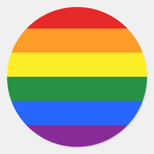 Classic LGBTQ Gay Pride Rainbow Flag Classic Round Sticker (Front)