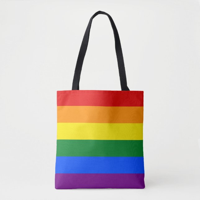 Classic LGBTQ Gay Pride Rainbow Flag Tote Bag (Front)