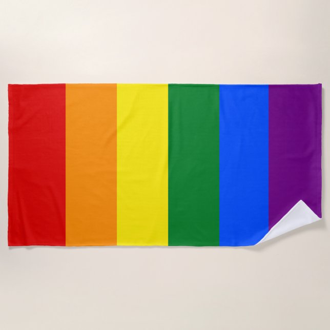Classic LGBTQ Rainbow Pride Flag Summer Beach Towel (Front)