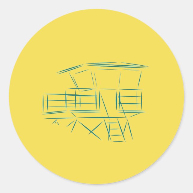 Classic Lifeguard Tower Round Sticker (Front)