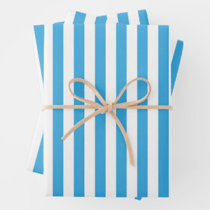 Classic Light Baby Blue and White Vertical Stripes Wrapping Paper Sheet
