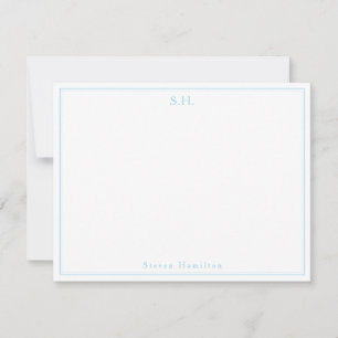 Classic Light Baby Blue Monogram Name Minimalist Card
