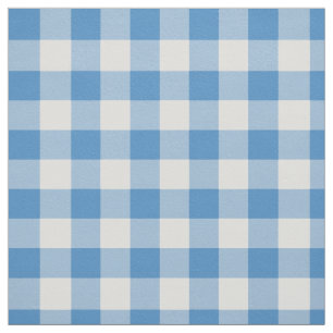 Classic Light Blue and White Gingham Plaid Fabric