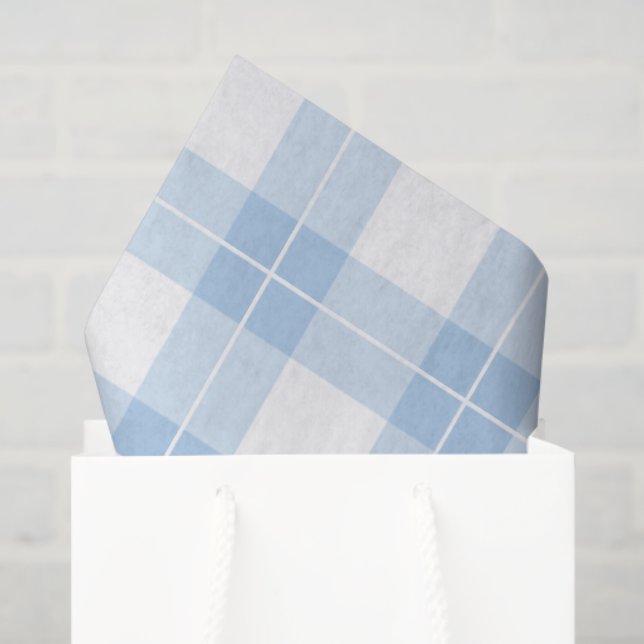 Classic Light Blue and White Plaid Pattern Tissue Paper (Gift Bag)