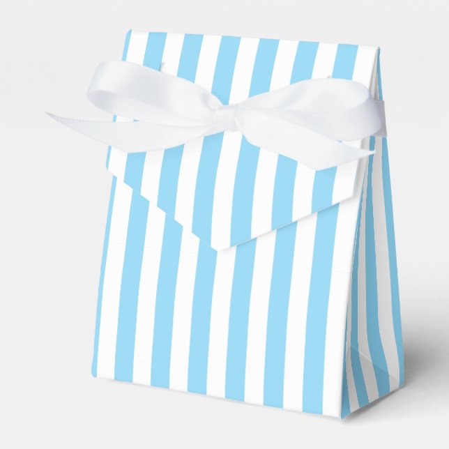 Classic Light Blue and White Vertical Stripes Favour Box (Front Side)