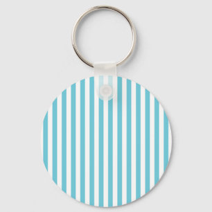 Classic Light Blue and White Vertical Stripes Key Ring