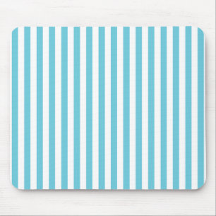 Classic Light Blue and White Vertical Stripes Mouse Mat
