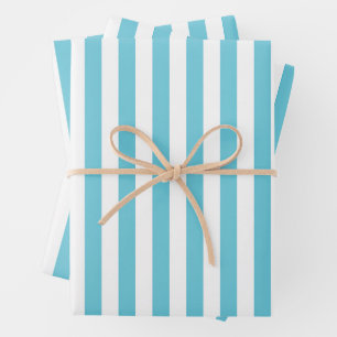 Classic Light Blue and White Vertical Stripes Wrapping Paper Sheet