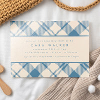 Classic Light Blue Beige Plaid Boy Baby Shower