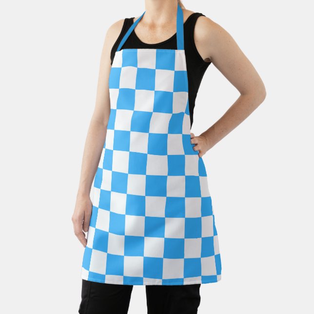 Classic light blue checkerboard  apron (Insitu)