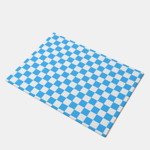 Classic light blue checkerboard doormat