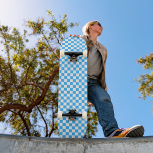 Classic light blue checkerboard skateboard