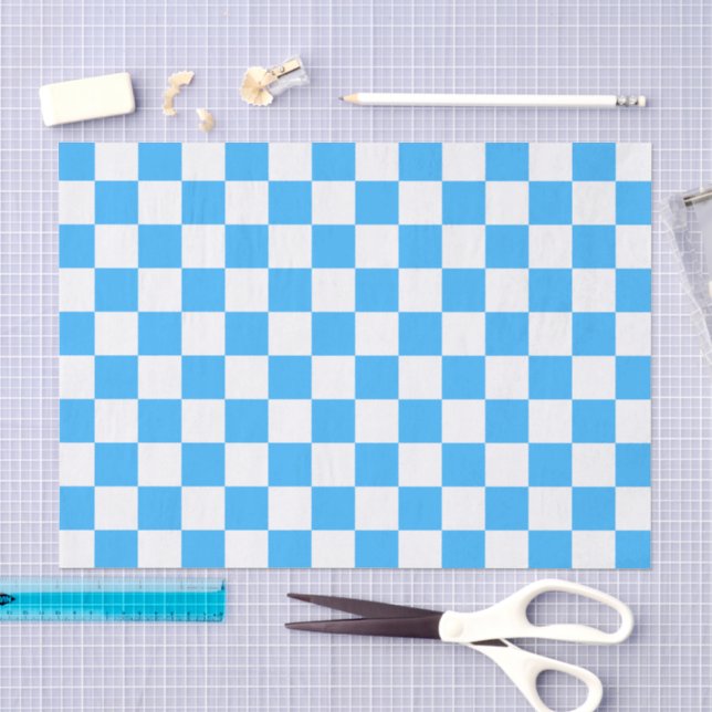 Classic light blue checkerboard  tissue paper (Craft)