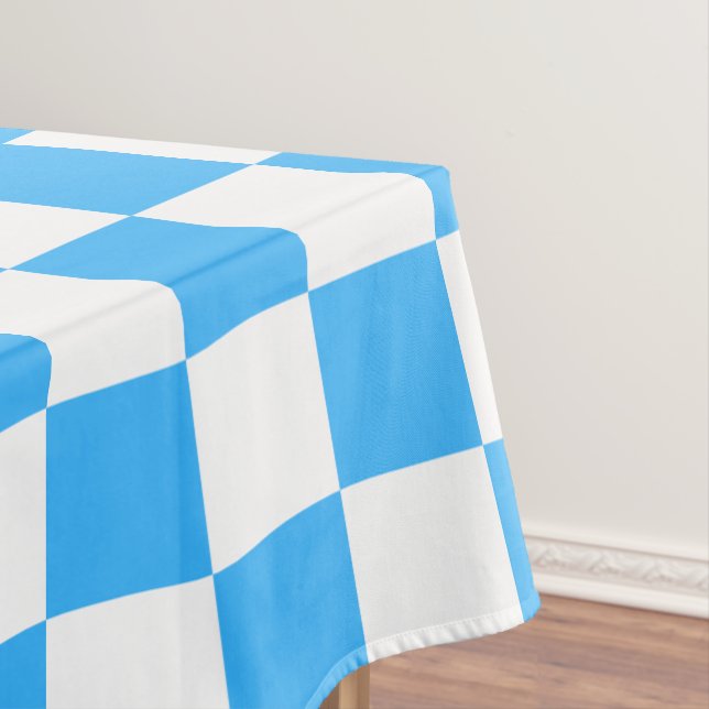 Classic light blue chequerboard  tablecloth (In Situ)