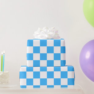 Classic light blue chequerboard  wrapping paper