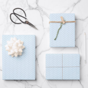 Classic Light Blue Grey Herringbone Pattern Wrapping Paper Sheet