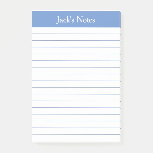 Classic Light Blue Lined Personalised Post-it Notes (Front)