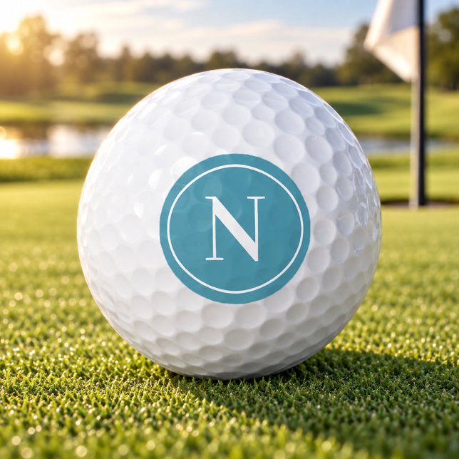 Classic Light Blue Round Monogram Initial Golf Balls (Creator Uploaded)