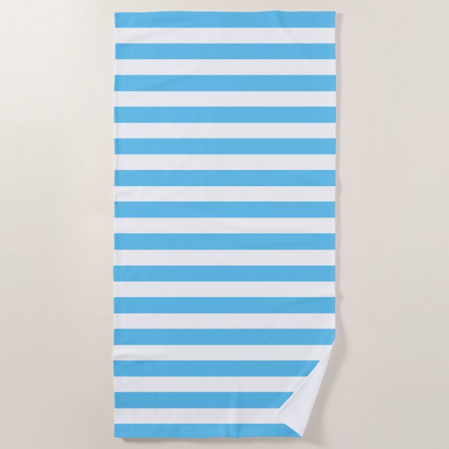CLASSIC LIGHT BLUE STRIPED BEACH TOWEL (Front)