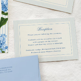 Classic Light Blue Stripes Reception Enclosure Card