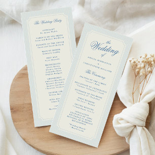 Classic Light Blue Stripes Wedding Programme
